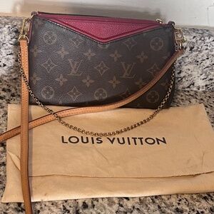 Louis Vuitton Red Monogram "Pallas" Clutch Bag